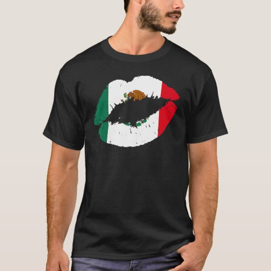 メキシコリップキスメキシコ国旗プライドメキシコ Tシャツ (正面)