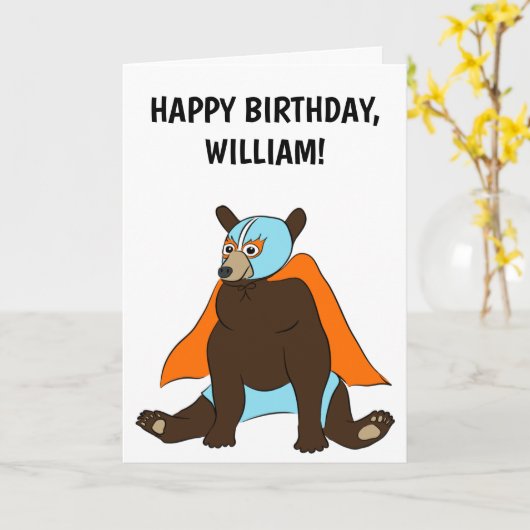 メキシコルパーソナライズされたチャドルベア誕生日 カード (黄色い花)