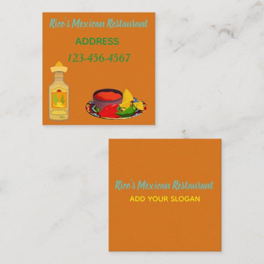 メキシコレストラン スクエア名刺 (正面/裏面)