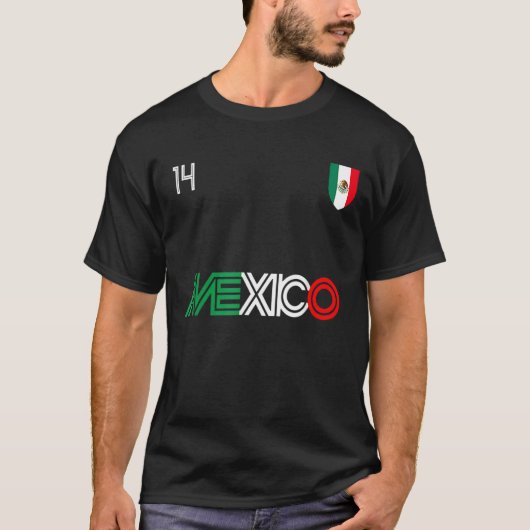 メキシコレトロサッカーサッカーメキシコ国旗 Tシャツ (正面)