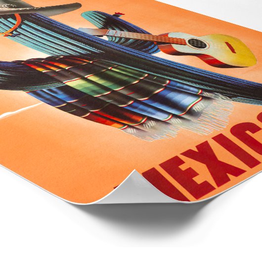 メキシコレトロヴィンテージ旅行ポスターとサボテン ポスター (角)