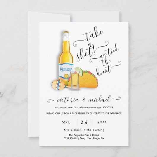 メキシコンフィエスタで乾杯 ウェディングレセプション 招待状 (正面)