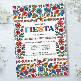 メキシコンフィエスタ フォークアート 花柄刺繍 誕生日 招待状