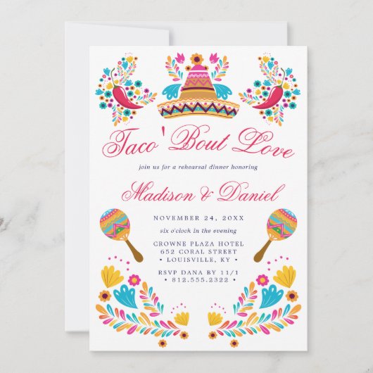 メキシコンフィエスタ フラワーソンブレロ リハーサルディナー 招待状 (正面)