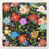 メキシコンフォークアート ガラスコースター (正面)