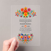 メキシコンフォークアート フローラル トランスパレント ウェディング アクリル招待状 (インサイチュ (ポータブル))