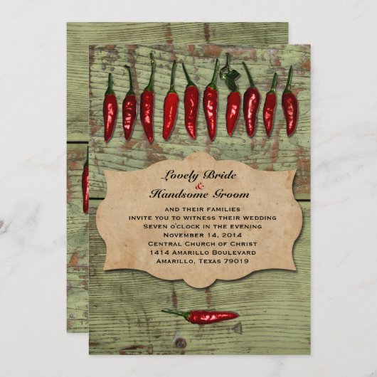 メキシコヴィンテージの素朴なコショウの結婚式招待状 招待状 (正面/裏面)