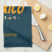 メキシコヴィンテージサボテン国旗のソンブレロ土産 キッチンタオル (四つ折り)