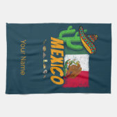 メキシコヴィンテージサボテン国旗のソンブレロ土産 キッチンタオル (横)