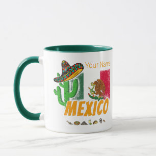 メキシコヴィンテージサボテン国旗のソンブレロ土産 マグカップ