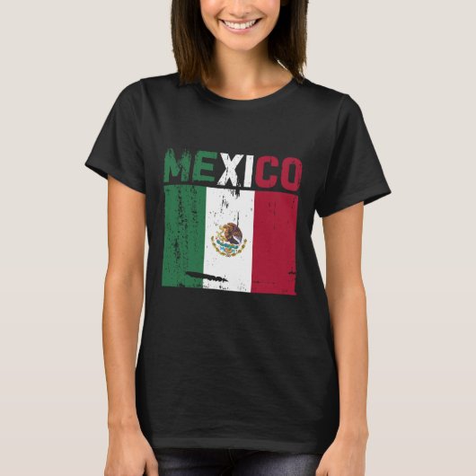 メキシコヴィンテージメキシコ国旗のプライドハジャージー3 Tシャツ (正面)