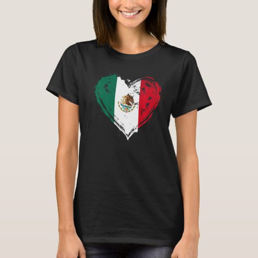 メキシコヴィンテージレトロハート州旗 Tシャツ (正面)