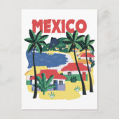 メキシコヴィンテージ旅行とビーチシーン ポストカード (正面)