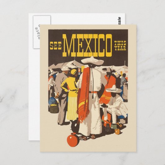 メキシコヴィンテージ旅行はがき ポストカード (正面/裏面)