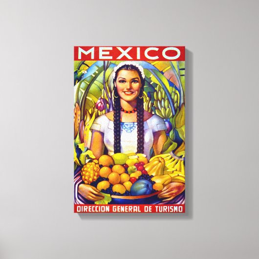 メキシコヴィンテージ旅行ポスター復元 キャンバスプリント (正面)
