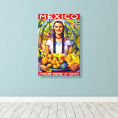 メキシコヴィンテージ旅行ポスター復元 キャンバスプリント (インサイチュ (ウッドフロア))
