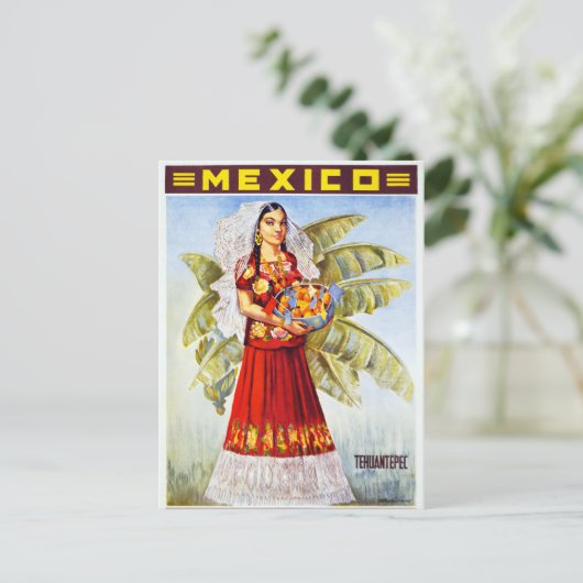 メキシコヴィンテージ旅行ポスター復元 ポストカード (スタンド正面)