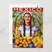 メキシコヴィンテージ旅行ポスター復元 ポストカード (正面/裏面)