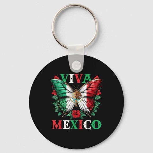 メキシコ万歳 メキシコ独立記念日 蝶 フラ キーホルダー (正面)