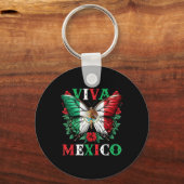 メキシコ万歳 メキシコ独立記念日 蝶 フラ キーホルダー (正面)