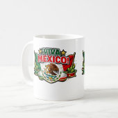 メキシコ万歳 愛国的なタイポグラフィ | メキシコ製 コーヒーマグカップ (正面左)