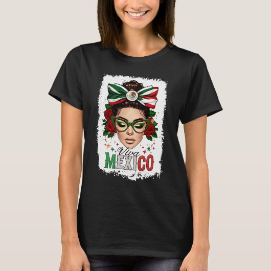 メキシコ万歳Tシャツ 女性 メキシコ国旗 独立 Tシャツ (正面)