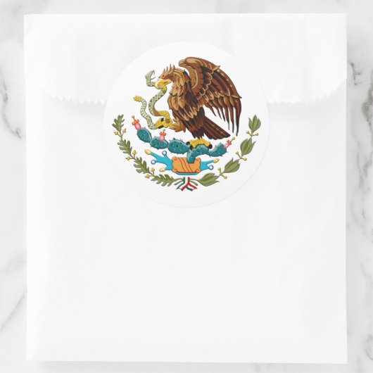 メキシコ人のためのイーグルとヘビのメキシコのエンブレム ラウンドシール (バッグ)