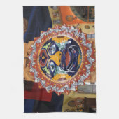 メキシコ人のタラベラのスタイルの太陽 キッチンタオル (縦)