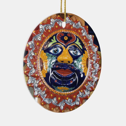 メキシコ人のタラベラのスタイルの太陽 セラミックオーナメント (右)