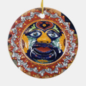 メキシコ人のタラベラのスタイルの太陽 セラミックオーナメント (裏面)