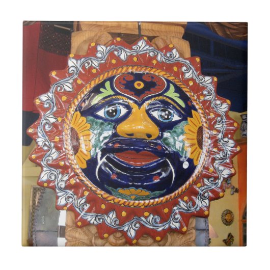 メキシコ人のタラベラのスタイルの太陽 タイル (正面)