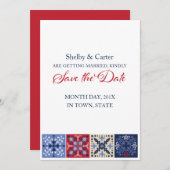 メキシコ人のタラベラのタイルの結婚式の保存日付 セーブザデート (正面/裏面)