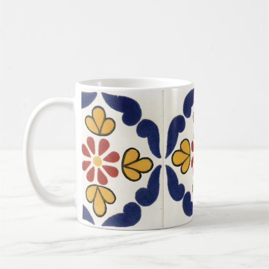 メキシコ人のタラベラのタイル コーヒーマグカップ (左)