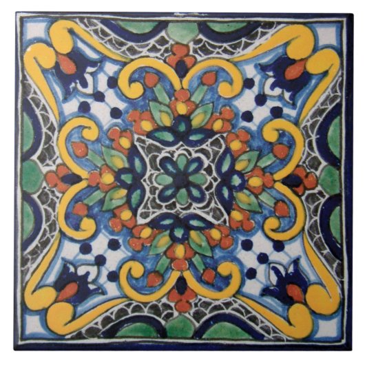 メキシコ人のタラベラのデザインの陶磁器の写真のタイル タイル (正面)