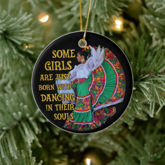 メキシコ人の女の子の中には生まれ、踊りだ セラミックオーナメント (ツリー)
