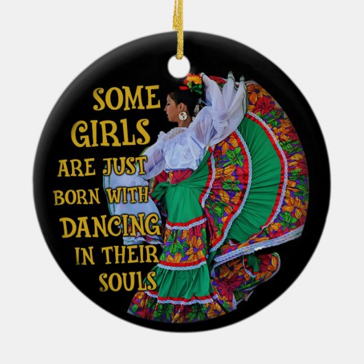 メキシコ人の女の子の中には生まれ、踊りだ セラミックオーナメント (裏面)