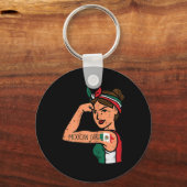メキシコ人の女の子Mujer Rosie Riveter Cinco De Mayo Fie キーホルダー (正面)