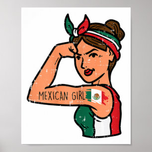 メキシコ人の女の子Mujer Rosie Riveter Cinco De Mayo Fie ポスター