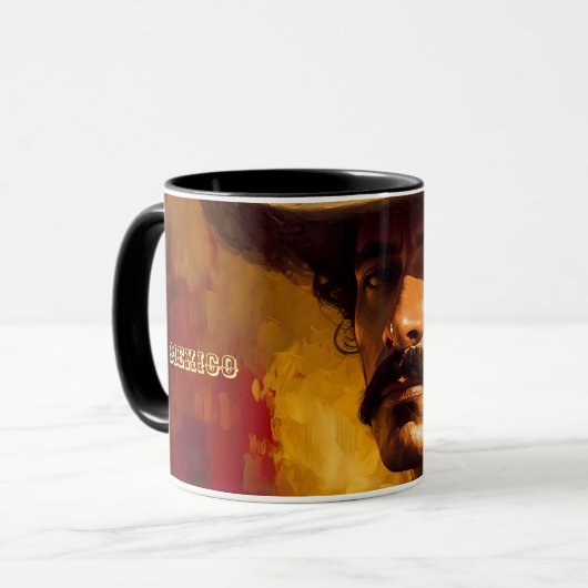 メキシコ人の男は明るい真面目な口ひげを持つ マグカップ (正面左)