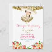 メキシコ人の第1誕生日の招待状の金ゴールド 招待状 (正面)