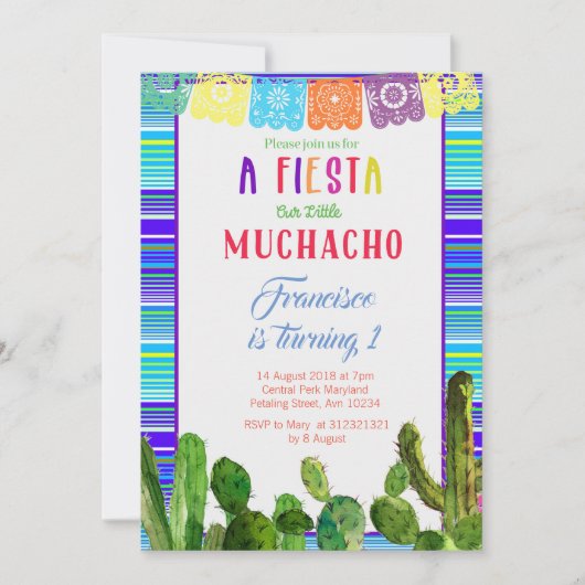 メキシコ人の第1誕生日の招待状 招待状 (正面)