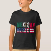 メキシコ人の「Mericanの旗-メキシコ系アメリカ人 Tシャツ (正面)