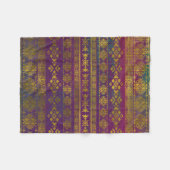 メキシコ人の/Tribalのスタイルパターン-ヴィンテージpuの金ゴールド フリースブランケット (正面(横))