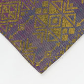 メキシコ人の/Tribalのスタイルパターン-ヴィンテージpuの金ゴールド フリースブランケット (角)