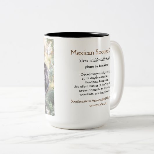 メキシコ人は離れ扱われたフクロウのマグに斑点を付けました ツートーンマグカップ (正面右)