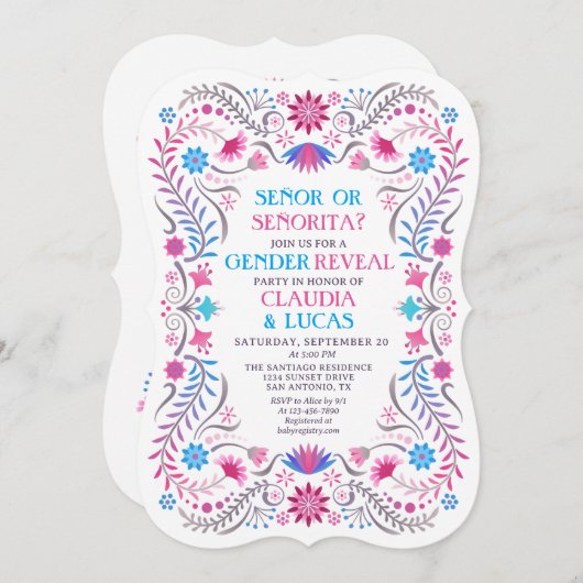 メキシコ人フィエスタジェンダーの発表 招待状 (正面/裏面)