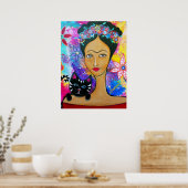 メキシコ人女性と猫ポスター ポスター (キッチン)