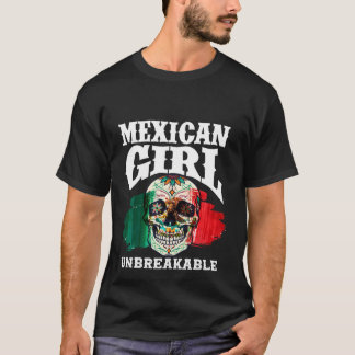 メキシコ人女性の破れない伝統メキシコ国旗 Tシャツ