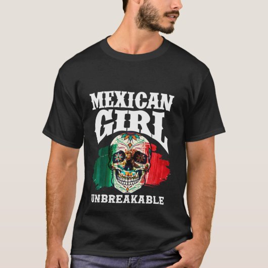 メキシコ人女性の破れない伝統メキシコ国旗 Tシャツ (正面)