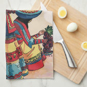 メキシコ人女性タイル壁画 キッチンタオル (四つ折り)